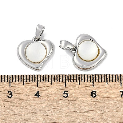 Brass Pave Natural White Shell Heart Charms KK-U043-27P-1