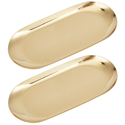 2Pcs Oval 430 Stainless Steel Jewelry Display Plate STAS-CN0001-70G-1