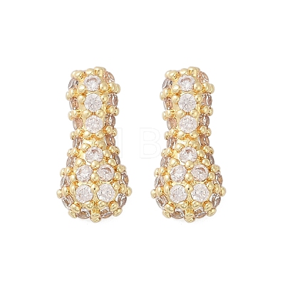 Brass Micro Pave Cubic Zirconia Stud Earrings EJEW-Z091-04G-I-1