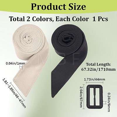 2Pcs 2 Colors Tie a Knot Polyester Waist Belt with Plastic Buckle AJEW-GF0014-54-1
