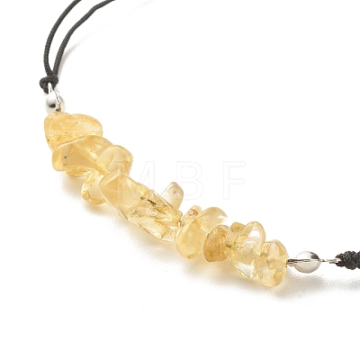 Natural Citrine(Dyed & Heated) Chips Braided Bead Bracelet BJEW-JB08019-11-1