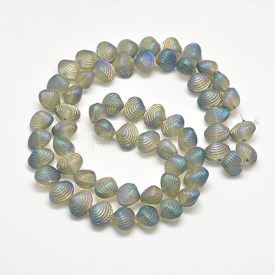 Frosted Electroplate Glass Shell Beads Strands EGLA-M002-B04-1
