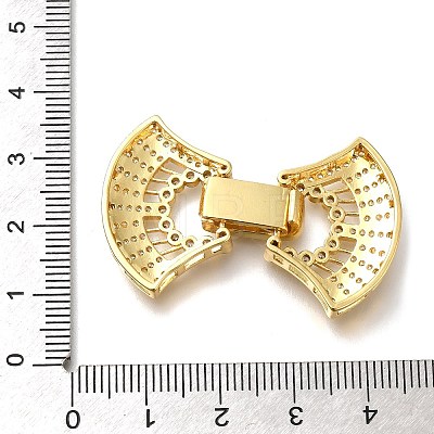 Rack Plating Bowknot Brass Micro Pave Clear Cubic Zirconia Fold Over Clasps KK-H512-09G-1