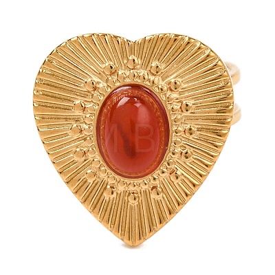 Oval Natural Carnelian Finger Rings RJEW-Q822-21G-03-1