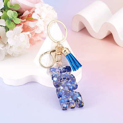 Alloy & Resin Tassel Keychainss AJEW-TADJ0001-20G-05-1