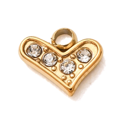 304 Stainless Steel Micro Pave Clear Cubic Zirconia Charms CU-CBAB6EC-06G-1