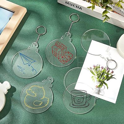 Transparent Acrylic Disc Pendants TACR-NB0001-07B-1