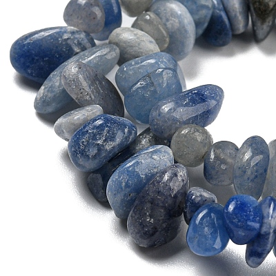 Natural Blue Aventurine Chip Beads Strands G-M205-10C-1