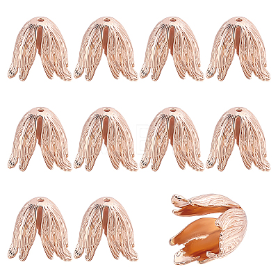 10Pcs Brass Bead Caps KK-PH0015-28KCG-1