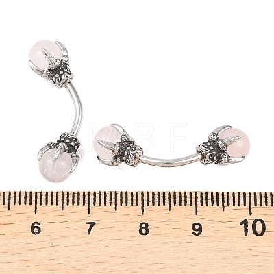 316 Stainless Steel Dragon Claw with Natural Stone Ball Curved Barbell Belly Rings AJEW-C044-06AS-03-1