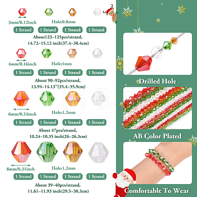  16 Strands 16 Style Christmas Theme Transparent Electroplate Glass Beads Strands EGLA-TA0001-25-1