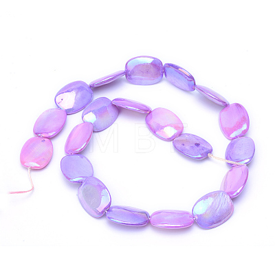 AB Color Plated Natural Freshwater Shell Bead Strands SHEL-S253-10-1