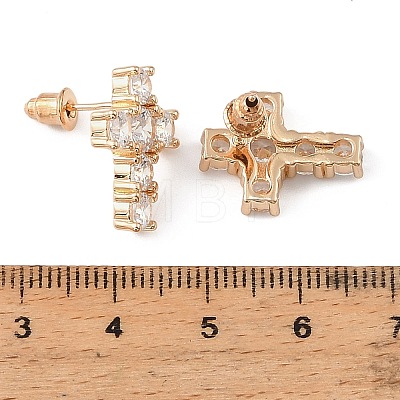 Brass with Rhinestone Stud Earrings RB-Z001-02G-1
