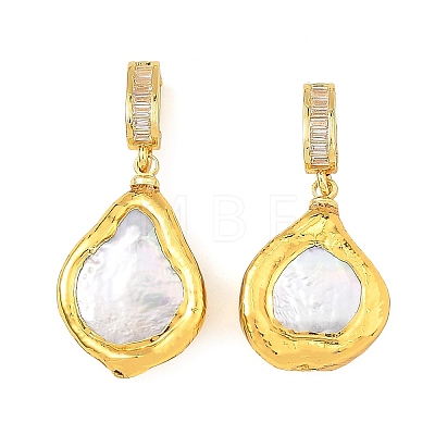 Eletroplated Natural Baroque Keshi Pearl Pendants PALLOY-JF06017-1