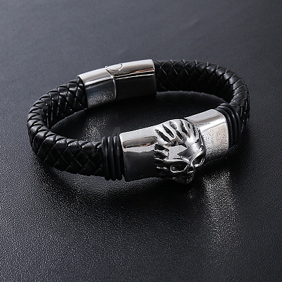 Punk Braided PU Leather Cord Bracelets EQ6903-1