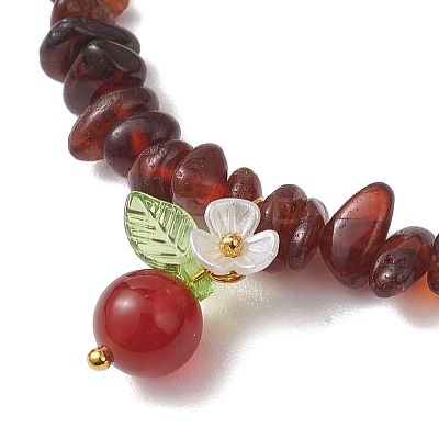 Natural Carnelian Round Charm Bracelets BJEW-JB13142-1