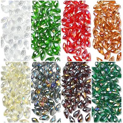 50Pcs Electroplate Glass Faceted Teardrop Beads EGLA-YW0005-17A-1