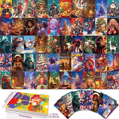 50Pcs Christmas Paper Greeting Cards DIY-P085-15C-1