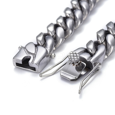 Men's 304 Stainless Steel Cuban Link Chain Bracelets BJEW-P263-B03-P-1