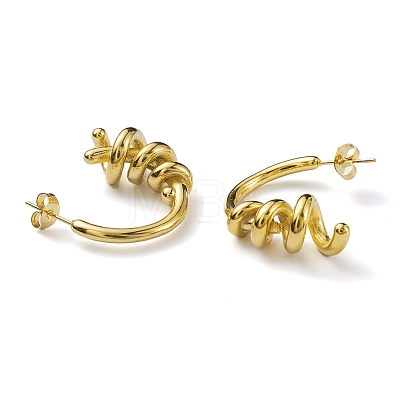 Ion Plating(IP) 304 Stainless Steel Spiral Wire Wrap Stud Earrings for Women EJEW-K244-16G-1