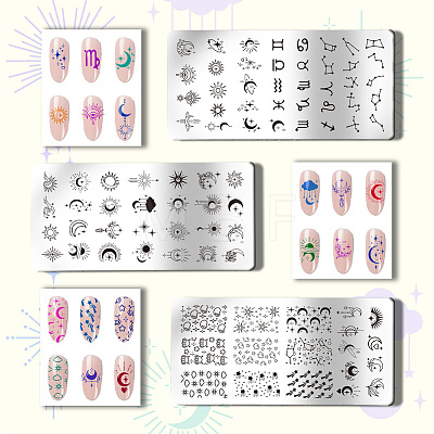 Stainless Steel DIY Nail Art Templates MRMJ-WH0092-011-1