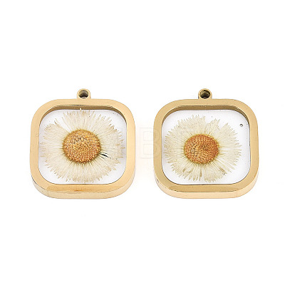 304 Stainless Steel Epoxy Resin Pendants STAS-T072-35-1