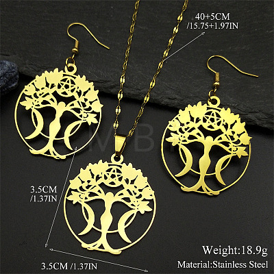 304 Stainless Steel Dangle Earrings & Pendant Necklaces Sets FS-WGEFFE7-02-1