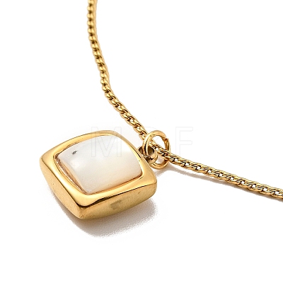 Synthetic Shell Square Pendant Necklace NJEW-G085-10G-1