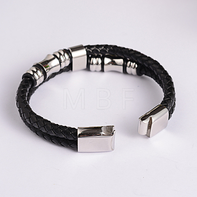 Braided Leather Cord Bracelets BJEW-L497-21B-1