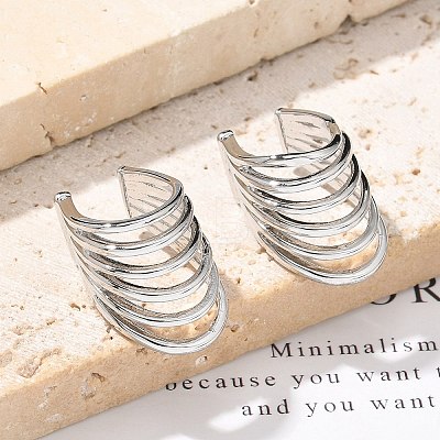 Brass Cuff Earrings for Women EJEW-U036-02P-1