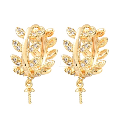 Brass Micro Pave Cubic Zirconia Huggie Hoop Earring Findings KK-CBA2DE6-19G-1