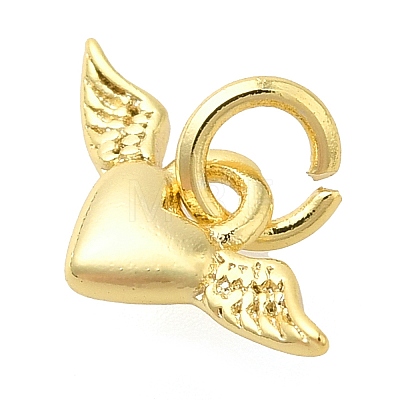 Heart with Wing Rack Plating Brass Pendants Charms KK-S396-17-1