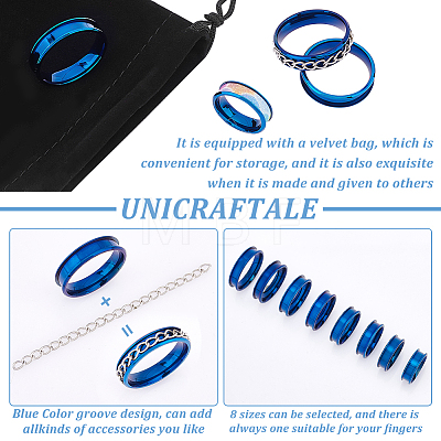 Unicraftale 201 Stainless Steel Grooved Finger Ring for Women Men RJEW-UN0002-51C-BU-1
