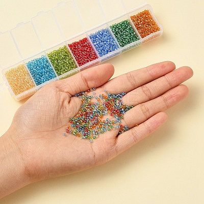 3500Pcs 7 Colors 12/0 Glass Round Seed Beads SEED-YW0001-20-1