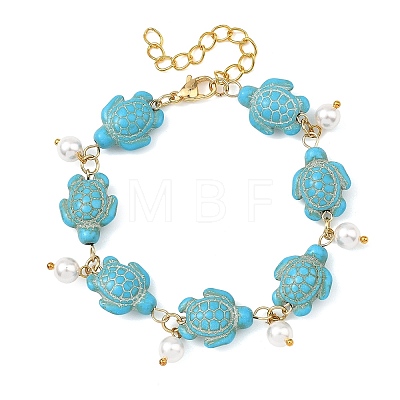 Round Shell Pearl Beads Charm Bracelets BJEW-JB14132-01-1