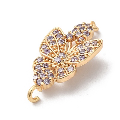 Brass Micro Pave Cubic Zirconia Connector Charms KK-C062-053G-02-1