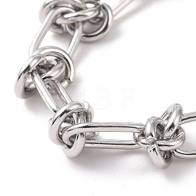 304 Stainless Steel Knot Link Chain Bracelet for Men Women X-BJEW-E020-01P-1