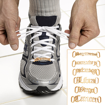 14pcs 7 style Constellations Theme 201 Stainless Steel Shoe Lace Decorations AJEW-PH0011-22-1