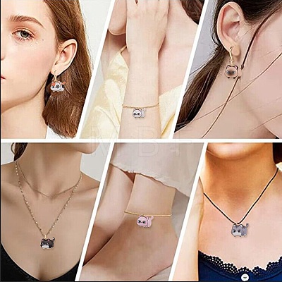 35Pcs 7 Styles Printed Alloy Pendants ENAM-CJ0005-24-1