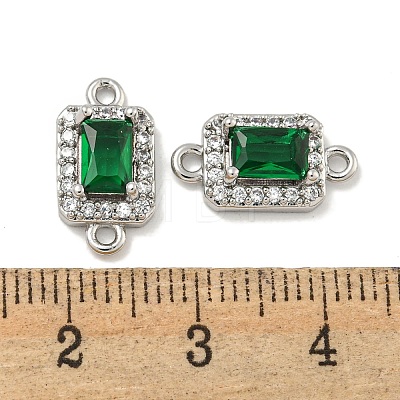 Brass Pave Clear & Green Cubic Zirconia Connector Charms KK-P275-45P-1