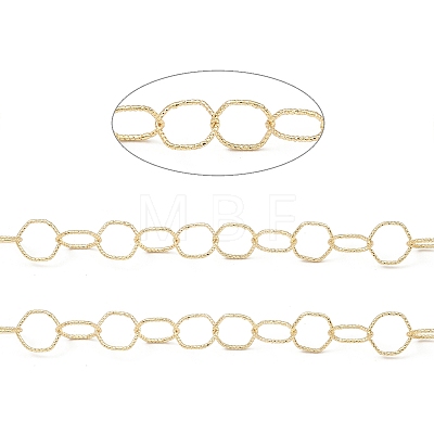 Brass Textured Hexagon Link Chains CHC-M025-33G-1