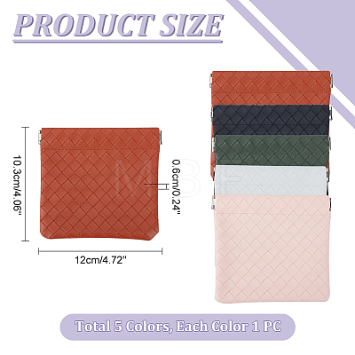 HOBBIESAY 5Pcs 5 Colors Rectangle Imitation Leather Multipurpose Shrapnel Makeup Bags ABAG-HY0001-12-1