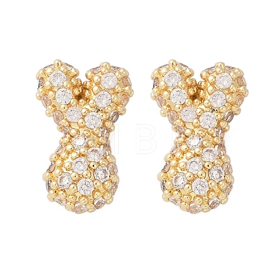 Brass Micro Pave Cubic Zirconia Stud Earrings EJEW-Z091-04G-Y-1