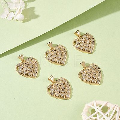 5Pcs Brass Micro Pave Clear Cubic Zirconia Pendants ZIRC-SZ0003-26-1