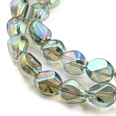 Full Rainbow Plated Electroplate Transparent Glass Beads Strands EGLA-G037-04A-FR03-1