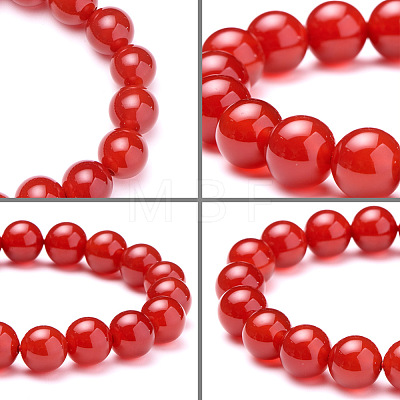 SUNNYCLUE Natural Red Agate Round Beads Stretch Bracelets BJEW-PH0001-10mm-04-1