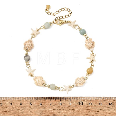 Ocean Starfish Turtle Anklets AJEW-AN00847-03-1