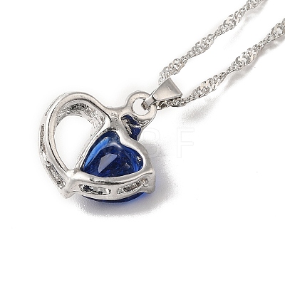 Resin Heart Pendant Necklace with Singapore Chains NJEW-C003-01A-1