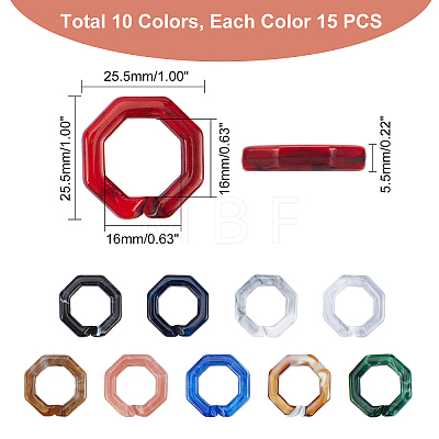   300g 10 Colors Acrylic Linking Rings OACR-PH0001-51-1