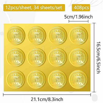 34 Sheets Self Adhesive Gold Foil Embossed Stickers DIY-WH0509-030-1